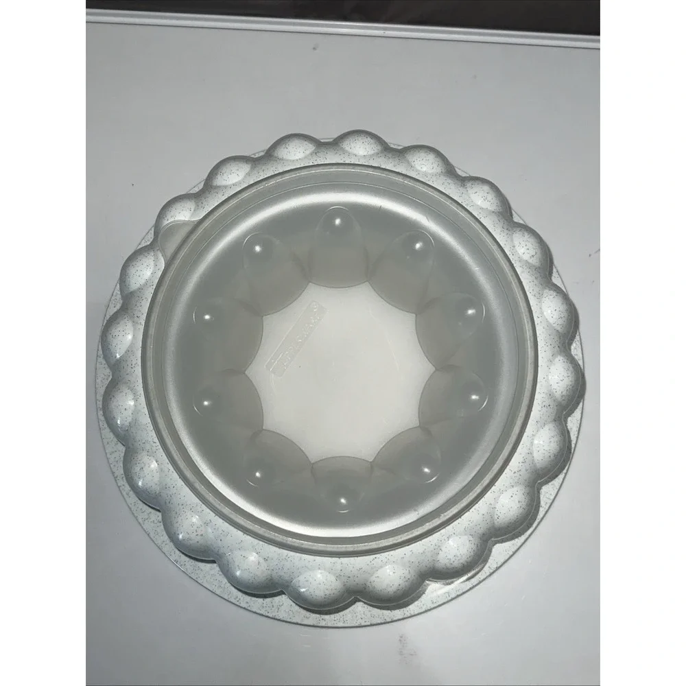 Vintage Tupperware Jello Mold 1201-3 1202-6 Blue Speckle No Lid 2 Pieces 1970s‎